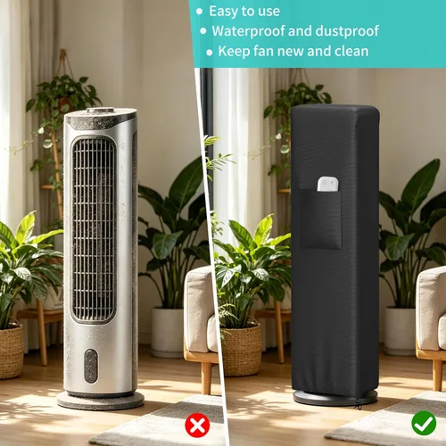 Miniatura 4 de STARTWO Tower Fan Cover, Waterproof Dustproof Fan Protective Cover with Pocket