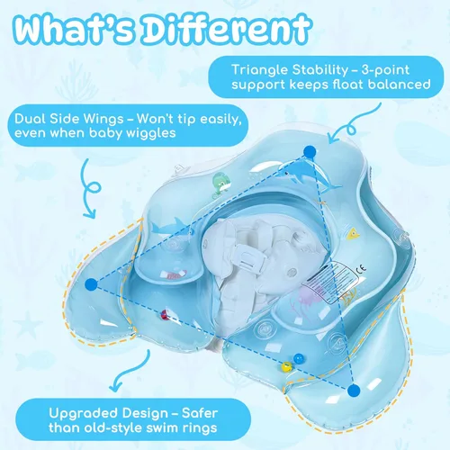 Miniatura 4 de Flotador de piscina para bebé con toldo de protección solar UPF50+, flotador inflable para bebé con asiento de seguridad ajustable para niños de 6 a