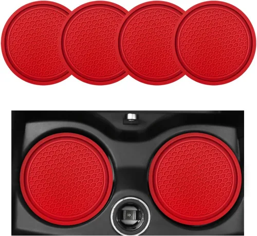 Miniatura 15 de Ohleats Juego de posavasos de 2 piezas para automóvil, impermeable en forma de panal de abeja, PVC antideslizante de 2.75 pulgadas, universal