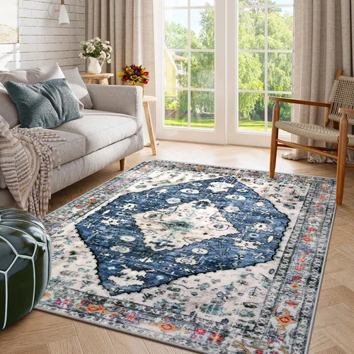 Miniatura 42 de Lahome Alfombra tribal bohemia de 2 x 3 pies, alfombra verde pequeña para entrada, suave, antideslizante, lavable, alfombra de baño bohemia de pelo