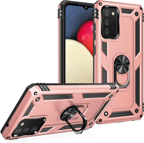 Miniatura 10 de Dionsibei Carcasa de grado militar para Samsung Galaxy A02S, anillo giratorio de metal 360, soporte de soporte, armadura, resistente, a prueba