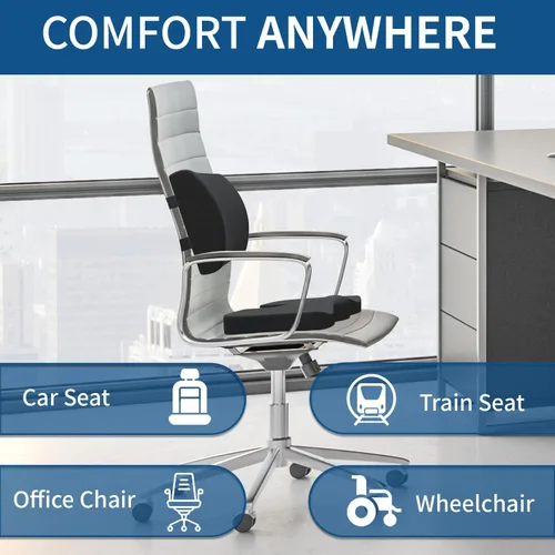 Miniatura 9 de Cojín de asiento de espuma viscoelástica y almohada de apoyo lumbar para silla de oficina, automóvil, silla de ruedas, almohadilla ortopédica