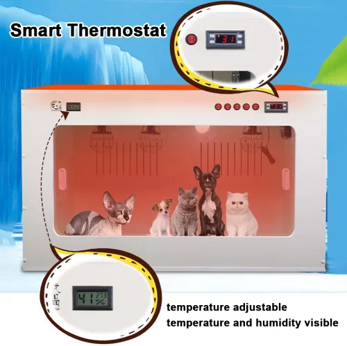 Miniatura 5 de Caja de incubadora de perros, caja de incubadora de mascotas con lámpara de calor y temperatura ajustable, caja de cría de cachorros recién nacidos