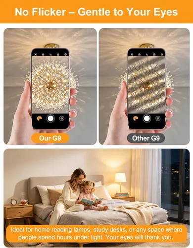 Miniatura 5 de BAOMING Bombilla LED G9 regulable de 4 W, equivalente a halógeno T4 G9 de 40 W, 2700 K blanco cálido suave, 120 V sin parpadeo, iluminación de araña