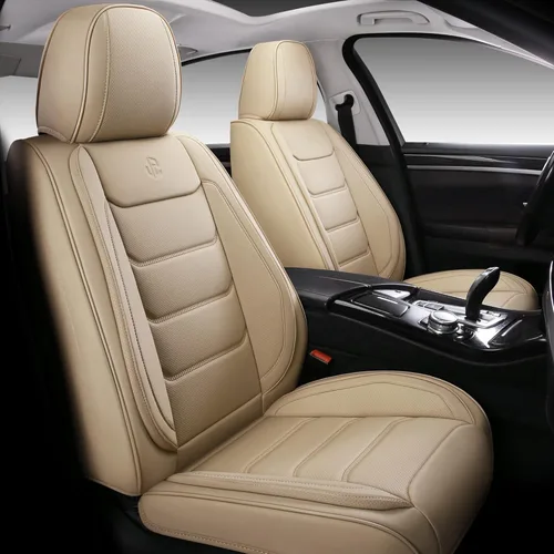 Miniatura 9 de Fundas de asiento de automóvil de piel sintética de cobertura completa, fundas de asiento para automóviles, SUV, camionetas, cojín de asiento