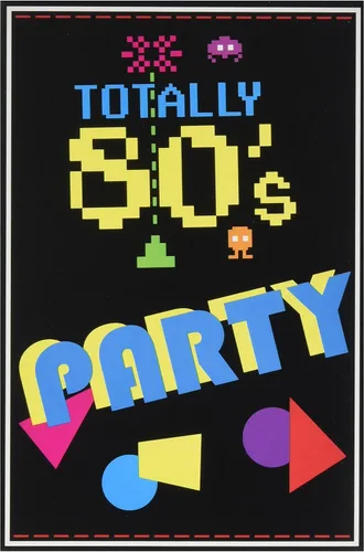Beistle Invitaciones de fiesta de los años 80, diseño retro de videojuegos con sobres, tarjetas impresas de doble cara para celebraciones de