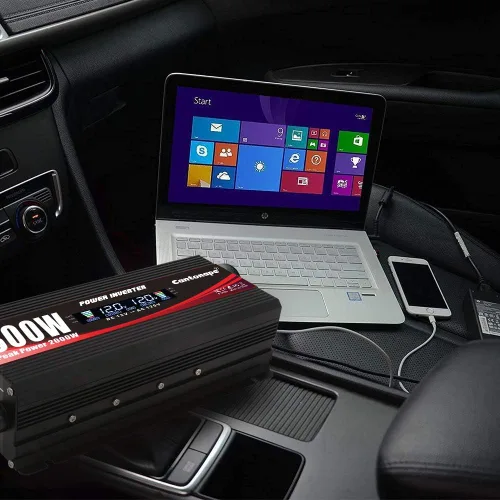 Miniatura 5 de Cantonape Inversor de corriente para automóvil de 800 W, CC 12 V a 110 V/120 V, convertidor de CA con pantalla LCD, salidas de CA duales y puerto