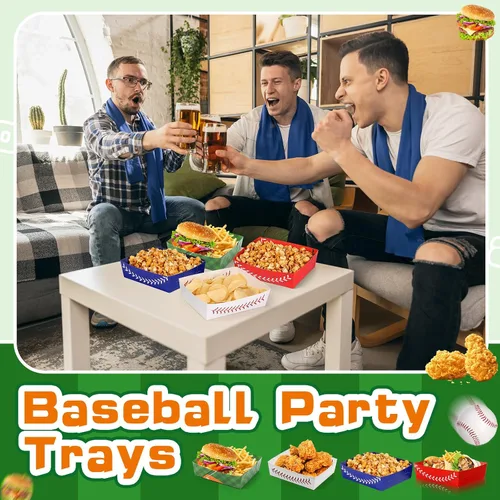 Miniatura 6 de Teling 36 piezas de suministros para fiestas temáticas de béisbol, bandejas grandes de platos de béisbol de 5 libras, bandejas de comida, barco, 4