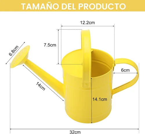 Miniatura 9 de Regadera de metal 1.5L/51oz, arte de hierro para plantas al aire libre, amarillo