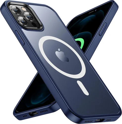 Miniatura 13 de Funda magnética para iPhone 12/iPhone 12 Pro, probada en caídas de grado militar, compatible con MagSafe, a prueba de golpes, translúcida, parte