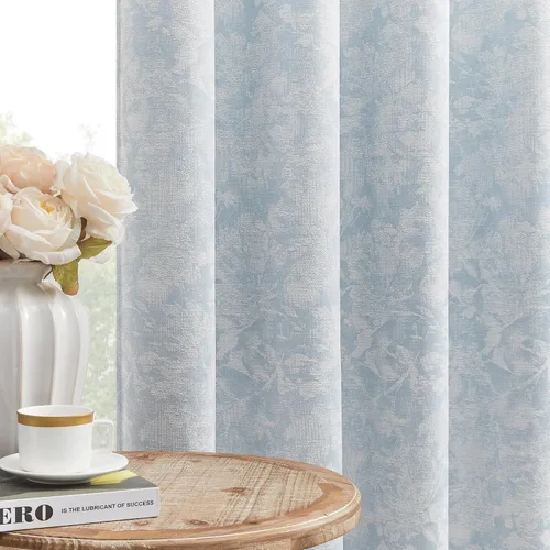 Miniatura 16 de Beauoop - Cortinas opacas beige con diseño floral jacquard, 2 paneles, para dormitorio/sala, de felpilla, gris pardo, aislantes y a prueba de ruido