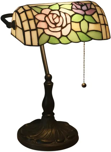 Miniatura 9 de Baroque Stained Glass Deskp with Pull Cswitch Style Bankerp for Liviroom Office Bedroom Antzinc Base Traditional Tablep for Bedside or Desk Use/I