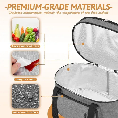 Miniatura 3 de Bolsa para olla de cocción lenta de doble capa Golkcurx para ollas ovaladas CrockPot de 6-8 cuartos y modelos Hamilton Beach, con correa ajustable