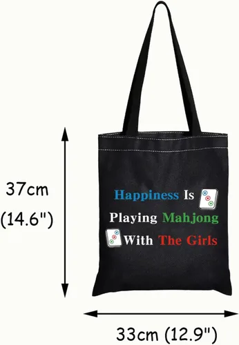 Miniatura 2 de JXGZSO La felicidad del bolso de compras de Mahjong está jugando al bolso del juego de mesa de Mahjong para el jugador afortunado de Mahjong