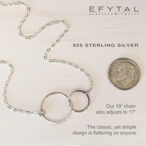 Miniatura 6 de EFYTAL Collar para hermana, collar de plata de ley o chapado en oro de 2 círculos, regalos de cumpleaños para hermana de hermana, regalo