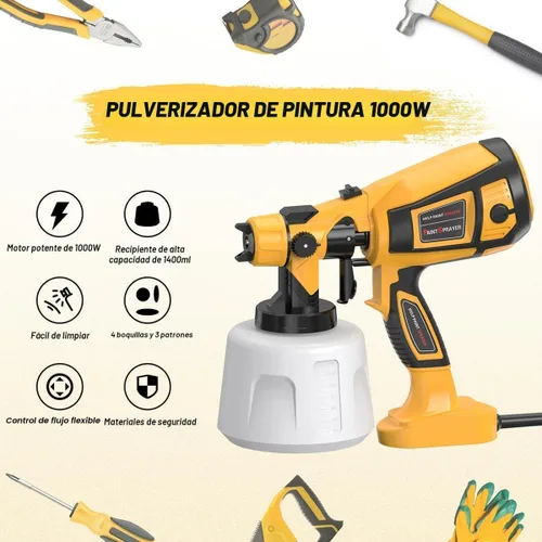 Miniatura 7 de Herramienta pulverizadora de pintura 1000 W de alta potencia eléctrica pistola de pintura en aerosol fácil de limpiar para muebles gabinetes casa
