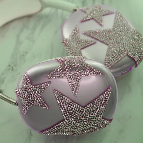 Miniatura 10 de MORWLAT Funda para AirPods Max con Diamantes de Imitación Brillantes Estrellas, Fundas Suaves Bonitas Transparentes y Brillantes para Mujeres