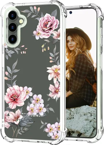 Miniatura 49 de Hungo Funda compatible con Samsung Galaxy S23 con diseño floral y bonito diseño transparente, femenino para mujeres y niñas, con hermoso clavel