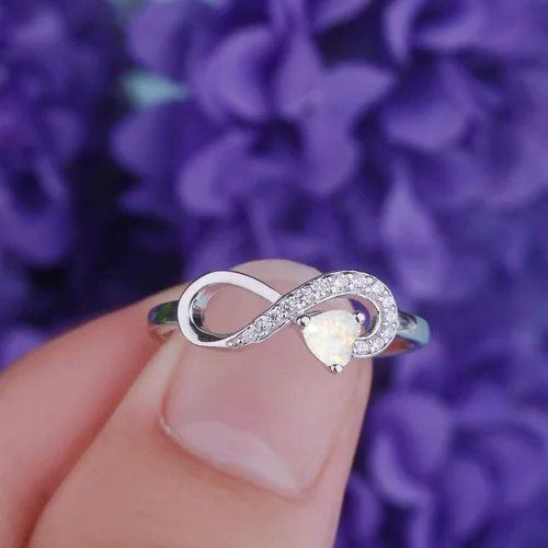 Miniatura 14 de Anillo Jo Wisdomo de compromiso. de plata esterlina, con corazón e infinito, anillo de amistad, para ella