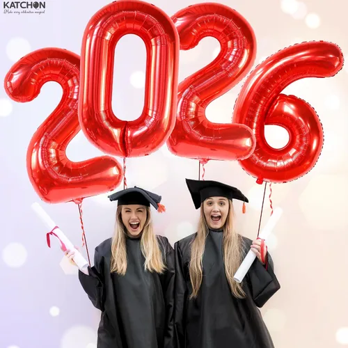 Miniatura 8 de KatchOn - Globos rojos gigantes 2023 de 40 pulgadas, globos de graduación 2023 rojos, decoraciones de fiesta de graduación 2023, globos para Rojo