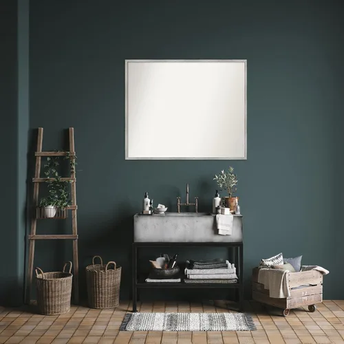 Miniatura 562 de Amanti Art Espejo de baño blanco para sobre el fregadero, 32 x 45 pulgadas, espejo de tocador rectangular blanco esbelto, marco de madera moderno
