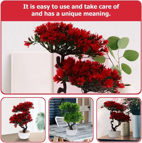 Miniatura 8 de Happyyami 2 piezas de árbol bonsái artificial en maceta, pino japonés sintético, plantas falsas en maceta para el hogar, oficina, escaparate