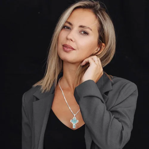 Miniatura 45 de Joyas de turquesa para mujeres y hombres de plata de ley 925 con colgante de urna para cenizas, collar con medallón de imagen, martillo de Thor
