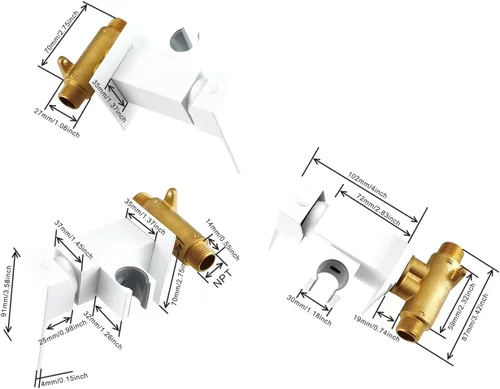 Miniatura 5 de Asyas Rociador de bidé de agua caliente oculta de color blanco para inodoro con válvula de latón caliente y fría, juego de accesorios de bidé