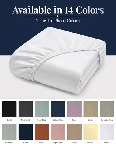 Miniatura 7 de Lane Linen Sábana Ajustable Individual Solamente - Sábana Inferior Individual de Punto Elástico en 4 Direcciones con Bolsillos Profundos - Se Adapta