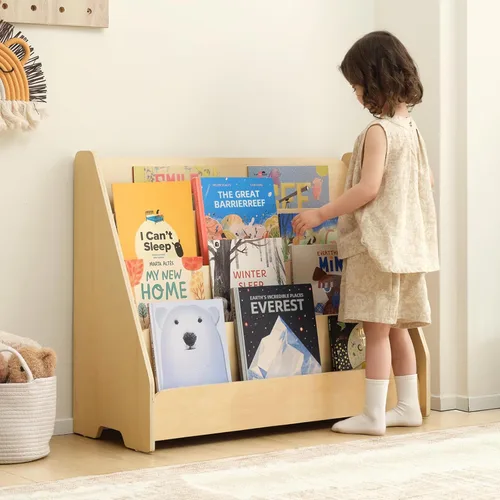 Miniatura 2 de OOOK Estantería para niños, estante de madera de 4 niveles para niños, estantería Montessori para aula, sala de juegos, guardería