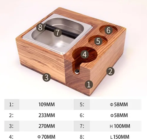 Miniatura 2 de Estación de tampón de café expreso, soporte para filtro de café, caja de golpeo de expreso, base de madera, cubo de café, gran alternativa