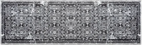 Miniatura 8 de Vaukki Alfombra de pasillo para pasillo, alfombra de lavandería vintage suave, alfombra antideslizante para entrada, alfombra lavable de estilo Negro