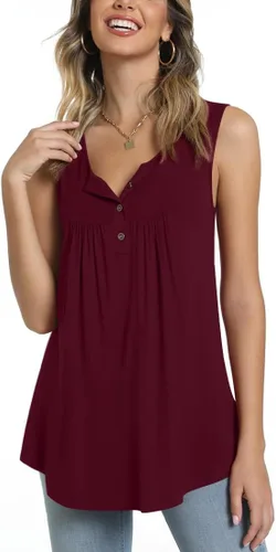 Miniatura 2 de POPYOUNG Camisetas sin mangas de verano Henley con botones