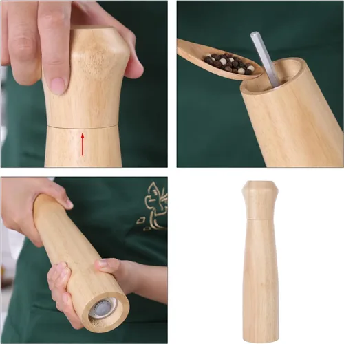 Miniatura 6 de KKC HOME ACCENTS Molinillo de pimienta de madera, molinillo de pimienta de madera, recargable, 10 pulgadas, madera de goma, molinillo de sal, núcleo