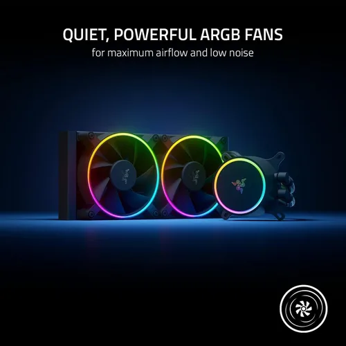 Miniatura 5 de Razer Hanbo Chroma RGB todo en uno enfriador líquido aRGB Tapa de bomba aRGB: diseño AIO - Ventiladores aRGB silenciosos y potentes - Soporte