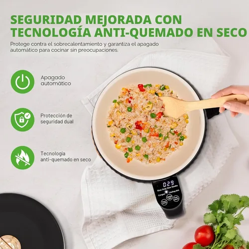 Miniatura 5 de NutriChef Arrocera eléctrica portátil de 1.6 cuartos y máquina de almuerzo Revestimiento de cerámica multifuncional y antiadherente Panel