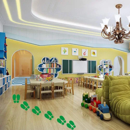 Miniatura 3 de Finduat 20 pares de 40 impresiones de zapatos verdes para niños, calcomanías de huellas, escaleras de pared para guiar instrucciones