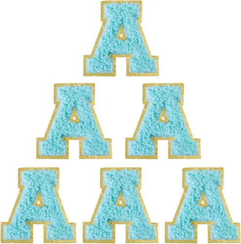 Miniatura 201 de 6 piezas de parches de letras de chenilla autoadhesivas, parches de letras preppy de 2 pulgadas para bolsos, ropa y sombreros, grandes pegatinas