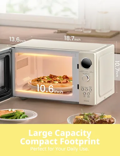 Miniatura 4 de COMFEE' Horno microondas retro, microondas pequeño con 6 menús automáticos, microondas compacto de encimera de 0.9 pies cúbicos con cocción