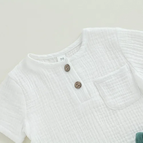 Miniatura 17 de fhutpw Conjunto de 2 piezas de ropa de verano para bebés, camiseta de manga corta, cintura elástica, pantalones cortos para niños pequeños