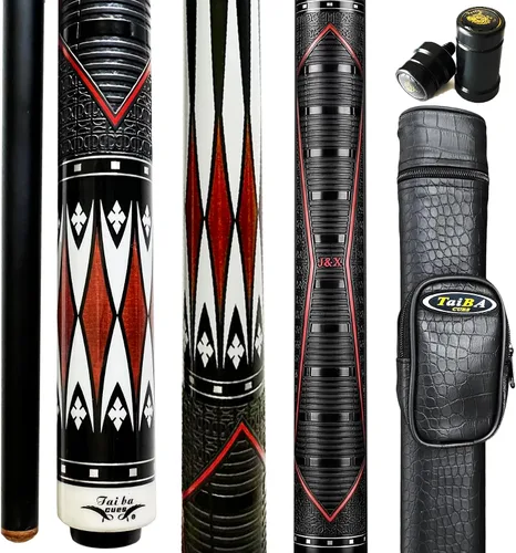 Miniatura 9 de Tai ba cues Palo de piscina de 2 piezas con funda de 1 x 1, agarre de goma sintética, punta de cuero multicapa de 0.51 pulgadas, 58 pulgadas, palo