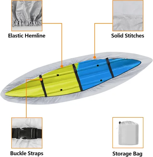 Miniatura 2 de i Cover Kayak, Almacenamiento Exterior de Servicio Pesado Impermeable, Resistente a los Rayos UV, Cubiertas para Embarcaciones que se Adaptan a Negro