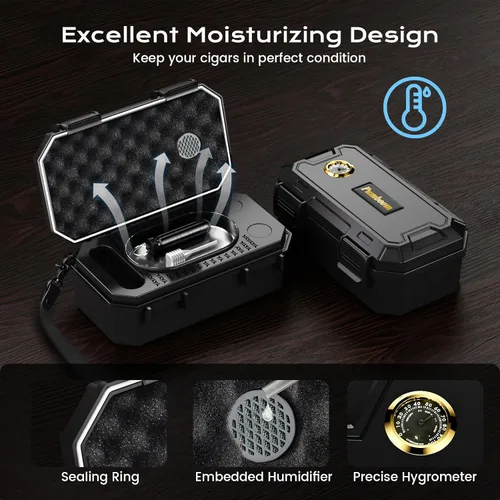 Miniatura 4 de Estuche de viaje para cigarros con encendedor de puros, cortador de cigarros en V, soporte de cigarros 3 en 1, cenicero, herramienta potenciadora 2