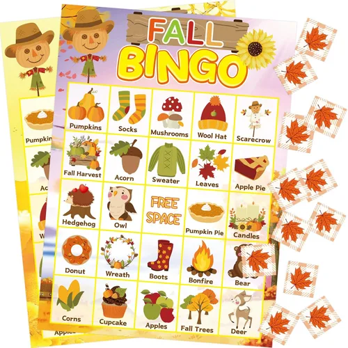 Miniatura 9 de Fancy Land Juego de bingo de otoño para niños 24 jugadores Happy Harvest Acción de Gracias Juego de suministro