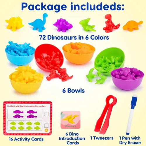 Juguetes Montessori de contar dinosaurios para niños de 3, 4, 5 años, manipuladores para niños pequeños, actividades de aprendizaje preescolar,