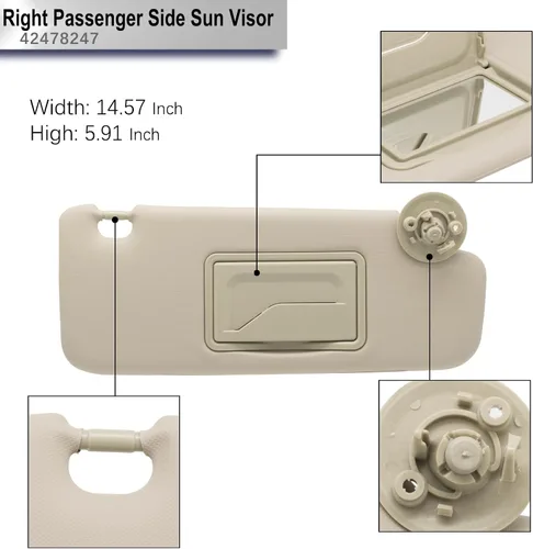 Miniatura 4 de CRAZYPARTS - Visera parasol para lado del conductor izquierdo y lado del copiloto derecho, reemplazo compatible con Chevy Sonic 2012-2019 Spark Gris