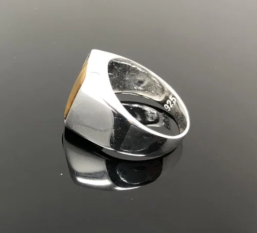 Miniatura 8 de KAR Anillo de ojo de tigre para hombre de plata esterlina maciza estampada 925K P2G