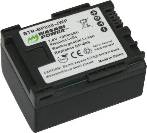 Wasabi Power Batería para Canon BP-808, BP-809 (1000mAh) y Canon FS21, FS22, FS31, FS40, FS200, FS300, FS400, VIXIA HF G10, HF G20, HF M30, HF M31,