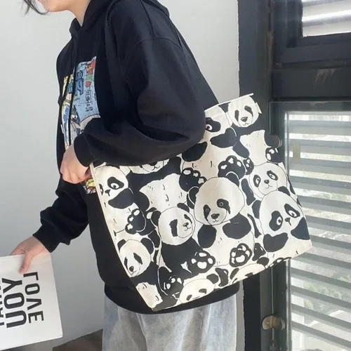 Miniatura 8 de Bolso de mano estético de lona con cremallera para mujer, bolsas de hombro de viaje con compartimentos