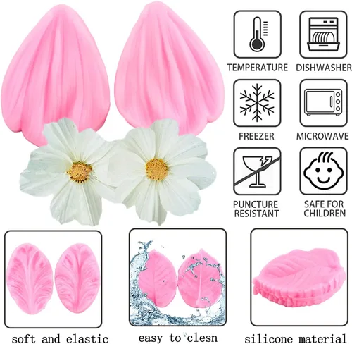 Miniatura 2 de ZiXiang Molde de silicona para veteado de flores de goma para fondant, moldes de pasta de goma, molde de flores de peonía, moldes de orquídea